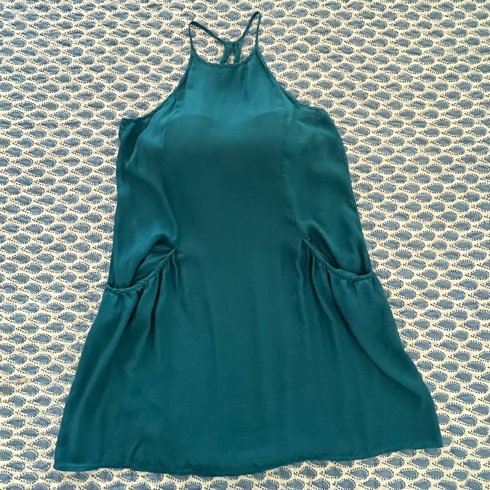 Ann Taylor Deep Turquoise Silky Slip Dress Size‎ Medium